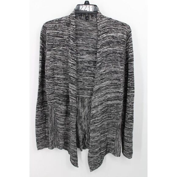 EILEEN FISHER BLACK WHITE OPEN FRONT CARDIGAN SIZE XS 80% SILK 20% ORGANIC COTTN - Picture 1 of 5